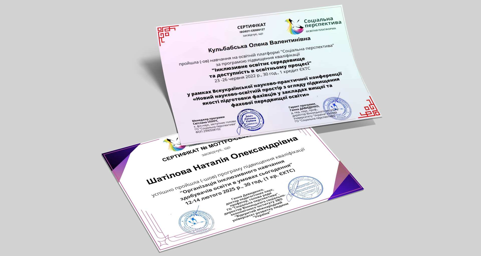 trening certificates